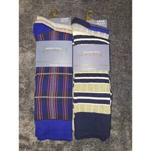 Gold Toe Designer Series Regatta 6 Pairs Plaid Stripped Socks‎ Mens Size 6-12.5
